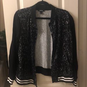 Black Leopard print bomber jacket